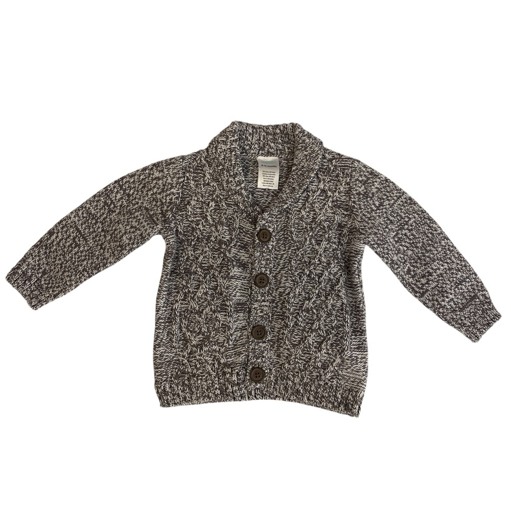 Gymboree (NWT) Baby Boy Gray and Off-White Marled Cardigan Size 6 - 12 Months